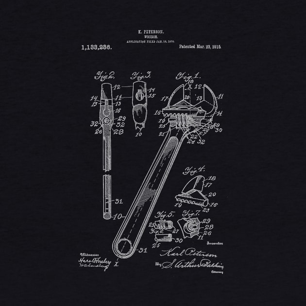 Adjustable Wrench Patent Blueprint Peterson by Rebus28